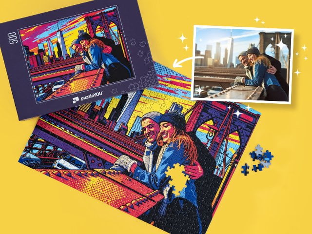 Puzzle personalizat AI Art cu 48–2000 de piese slideshow
